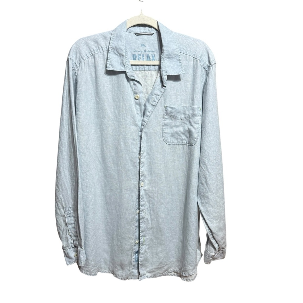 Tommy Bahama Relax Linen Button Down Laidback Coastal Vibes‎ Lightweight Sz L